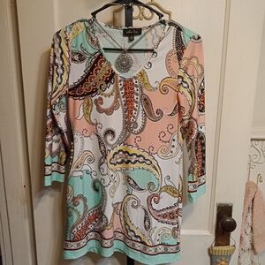 Melissa Paige Mod Style Paisley Print Tunic